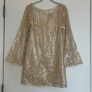 Anthropologie Audette Sheer Slim Mini Dress in Color Sand